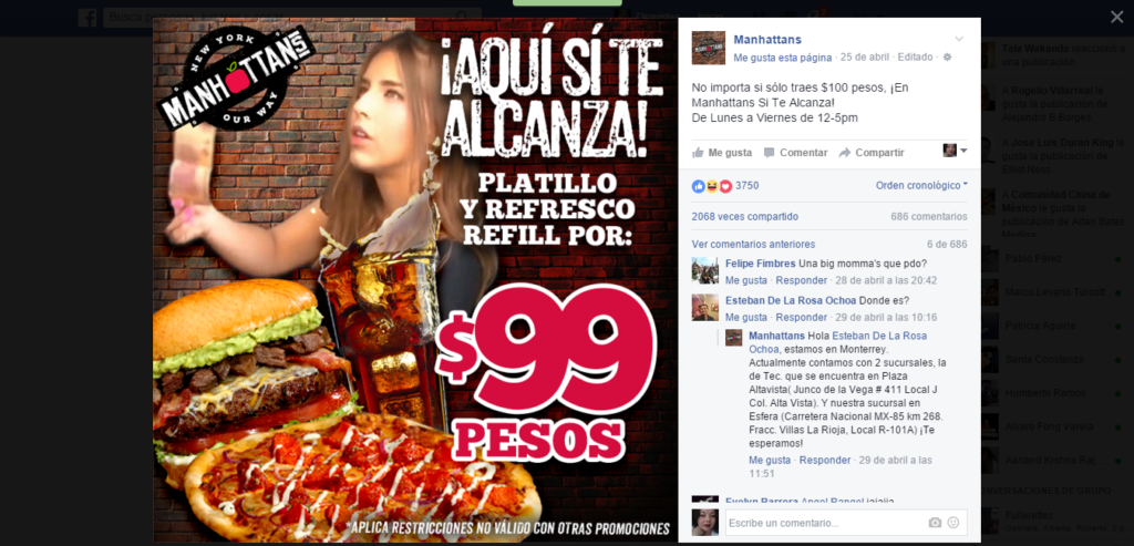 promoción lady 100 pesos